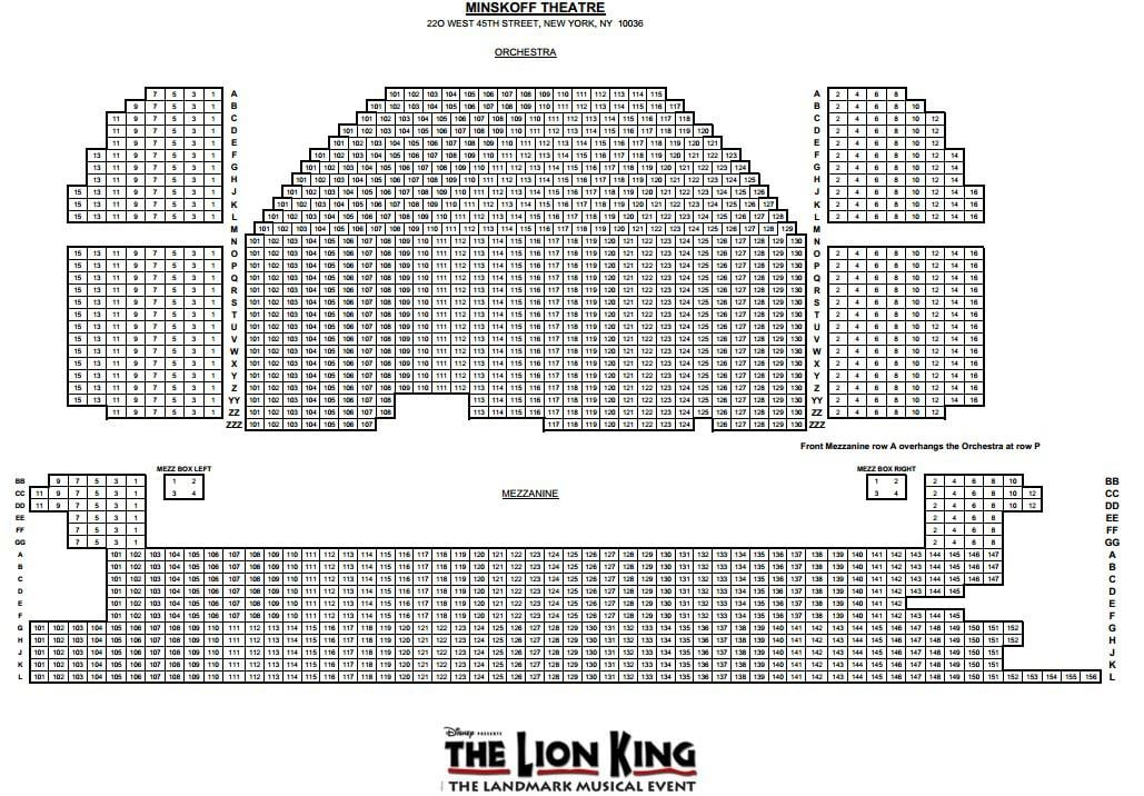 Lion King Minskoff Theatre Seating Chart