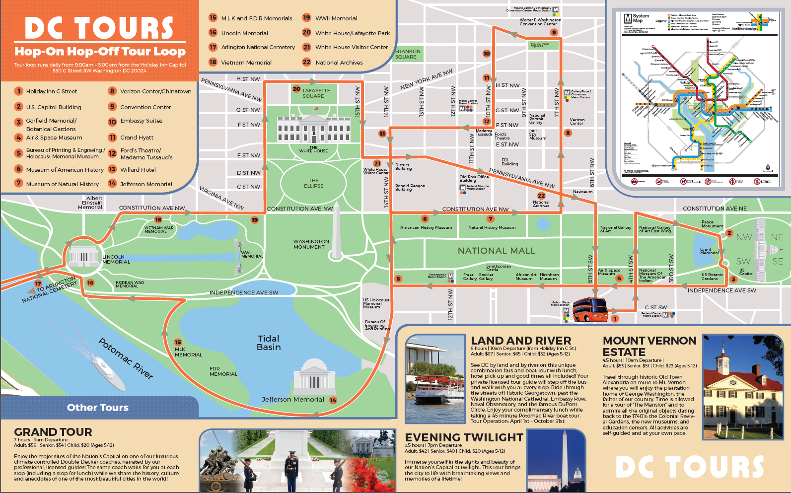 washington dc driving tour map